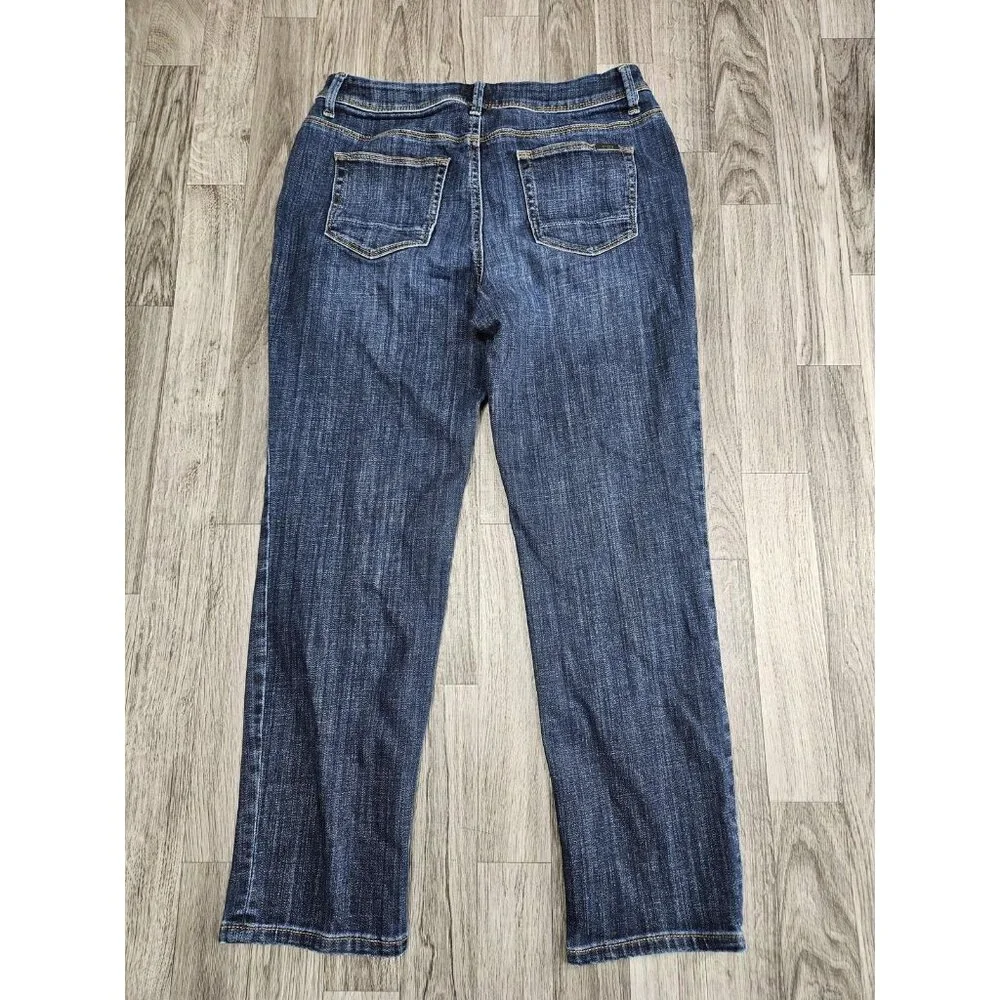 Chicos Jeans Womens 0 Blue So Slimming Girlfriend Crop Medium Wash Denim Zip Fly